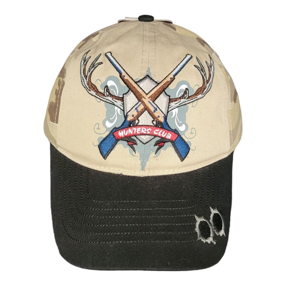 Hunters Club Back Brown Camo Stich Strapback Cap Trucker Hunter Hat Coast NEW
